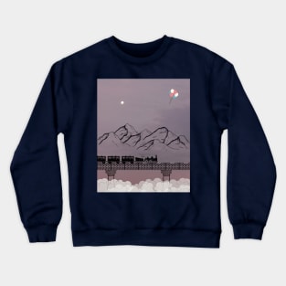 Midnight train and air balloons Crewneck Sweatshirt